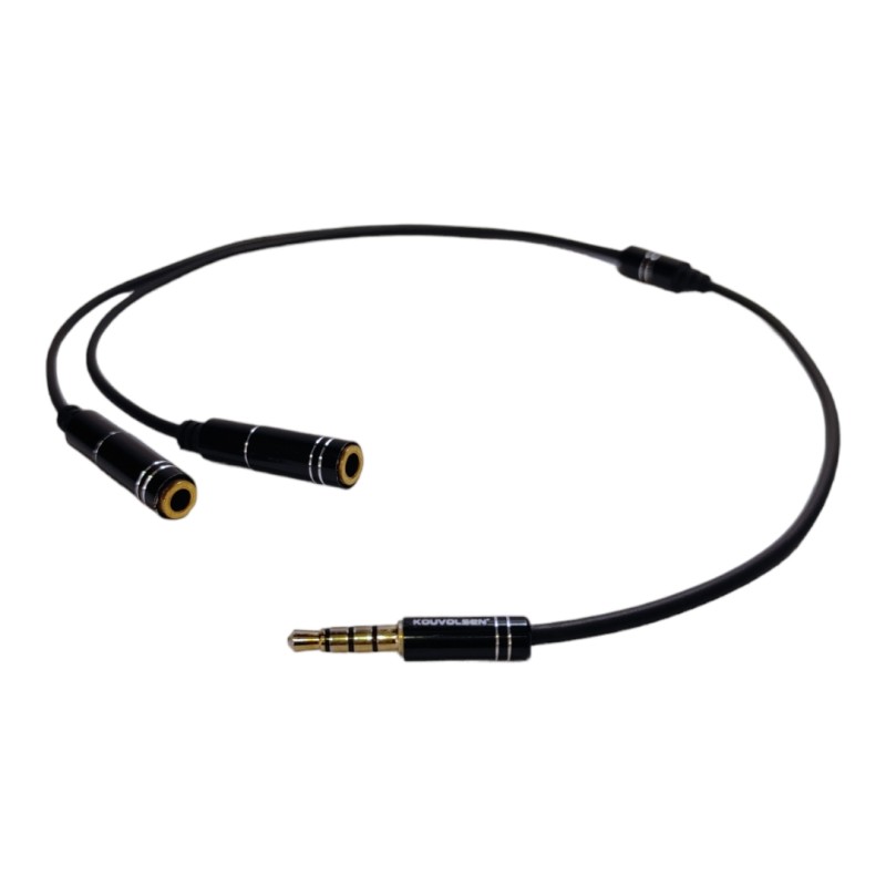 Cable de 3.5mm macho a 2 x 3.5mm hembra - 30 cm