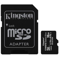 Tarjeta microSD Kingston de 16GB con adaptador SD