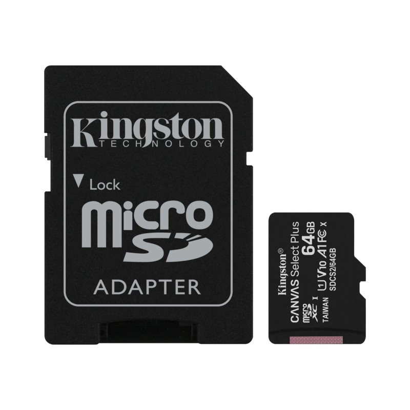 Tarjeta microSD Kingston de 64GB con adaptador SD