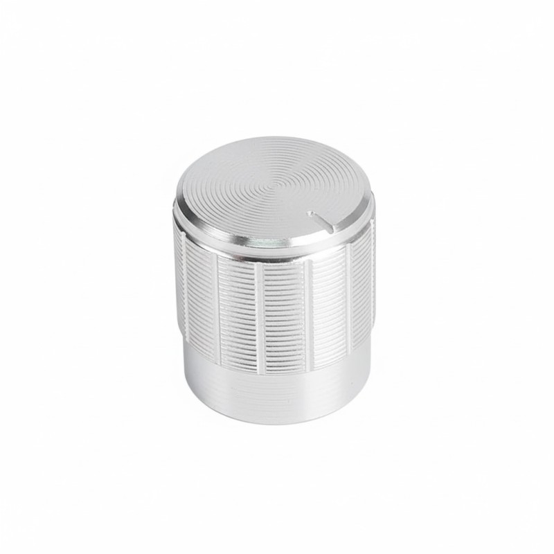 Perilla de aluminio para potenciómetro - plateada
