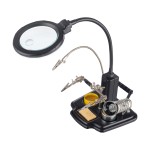 Tercer brazo con lupa grande, base para cautín y lámpara