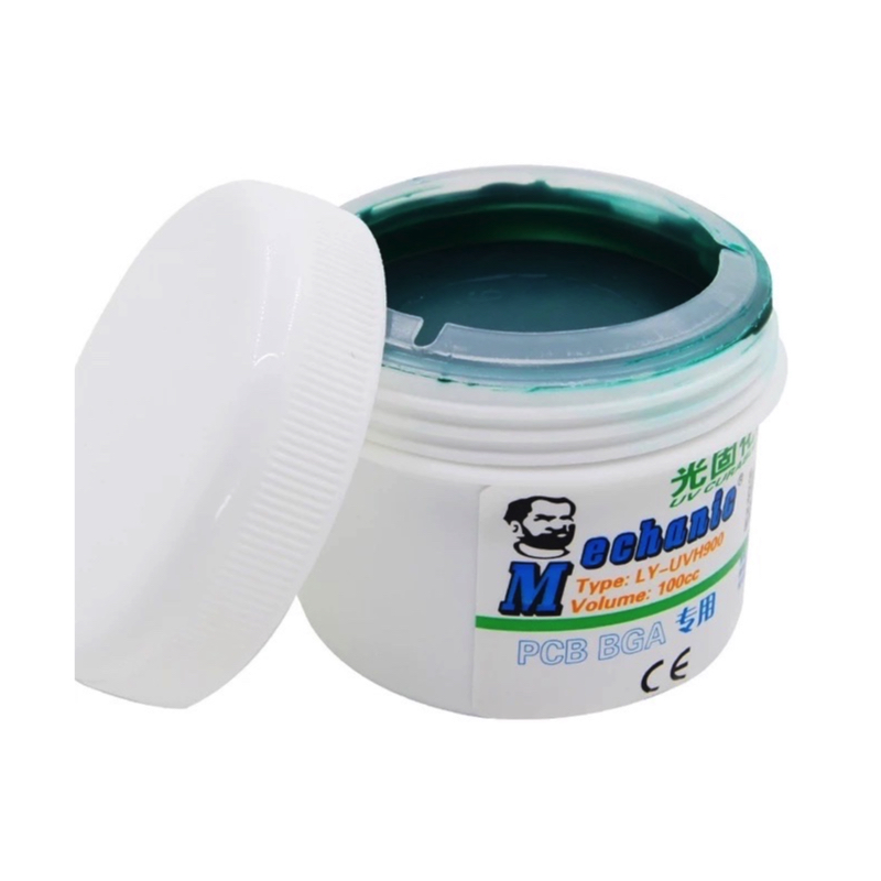 Máscara para soldar Mechanic LY-UVH900 en tarro de 100 gramos, verde