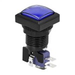 Pulsador arcade cuadrado 25mm LED PBS-31 - azul