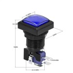 Pulsador arcade cuadrado 25mm LED PBS-31 - azul