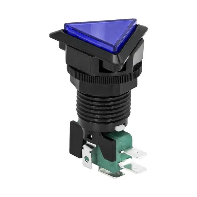 Pulsador arcade triangular LED PBS-33 - azul