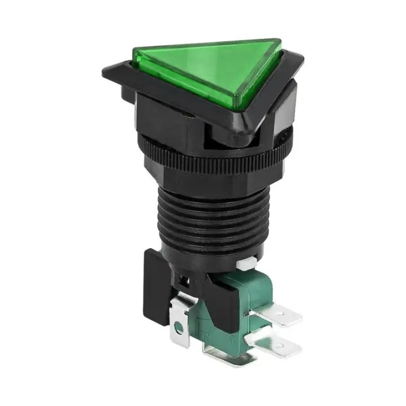 Pulsador arcade triangular LED PBS-33 - verde