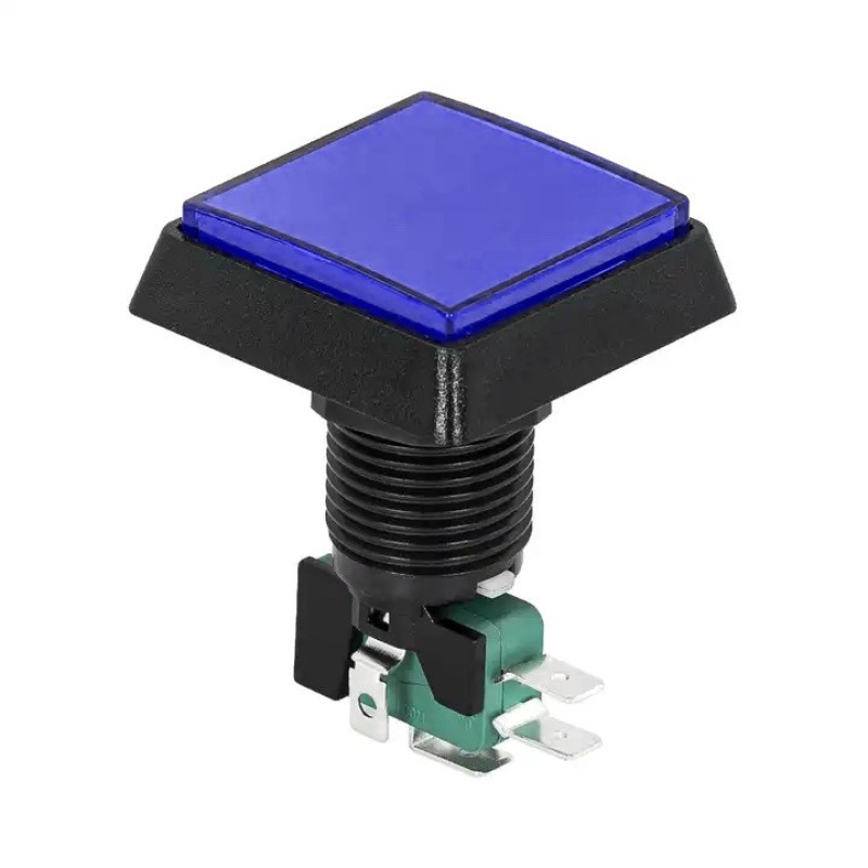 Pulsador arcade cuadrado 40mm LED PBS-39 - azul