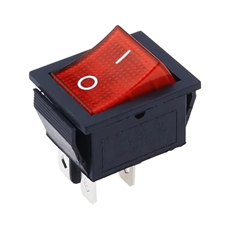 Switch ON OFF DPST, rojo rectangular 30A