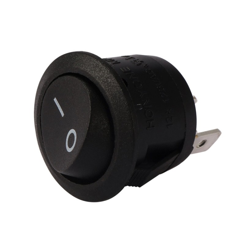Switch ON OFF SPST, negro redondo 15A