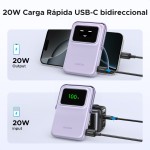 Batería portátil UGREEN UNO inalámbrica de 15W - 10,000 mAh - lila