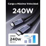 Cable USB-C trenzado UGREEN de 240W y 80Gbps - 1m