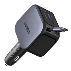 Cargador UGREEN para carro de 145W con cable retráctil